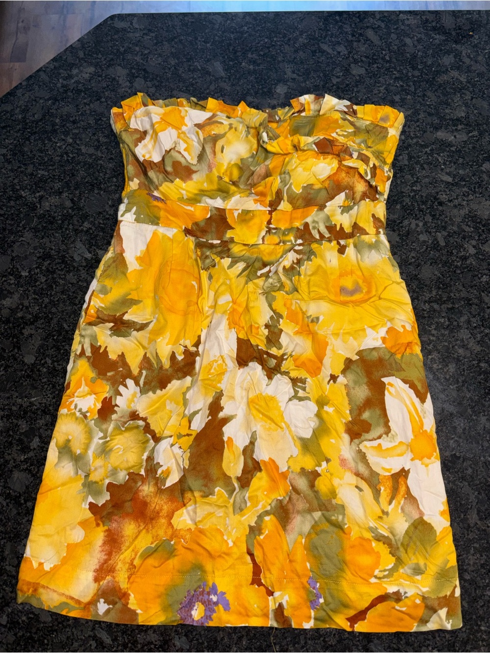 Minuet Petite Yellow Floral Strapless Sundress